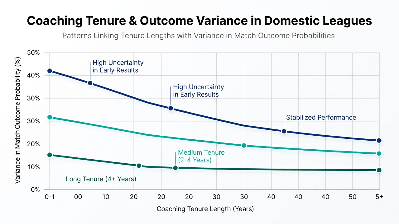 Visualization of tenure duration effects on match outcome consistency in domestic soccer leagues